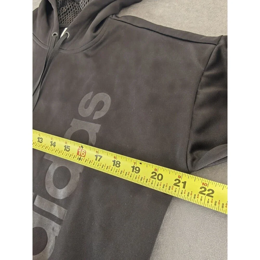 Adidas Hoodie Men's Small Black Pullover Logo Sweatshirt Fleece Lined